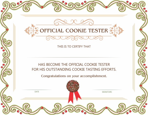 Official Cookie Tester Award Printables