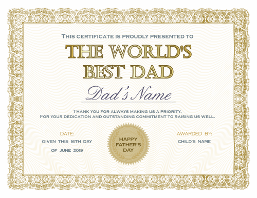 Certificate of Appreciation for Dad